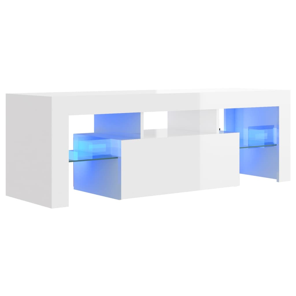 vidaXL TV Cabinet with LED Lights High Gloss White 120x35x40 cm