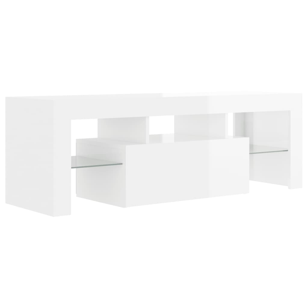 vidaXL TV Cabinet with LED Lights High Gloss White 120x35x40 cm