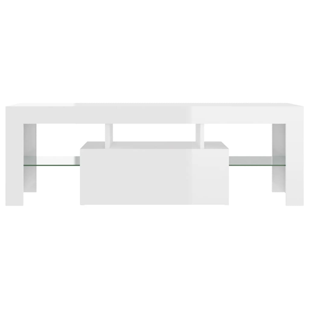 vidaXL TV Cabinet with LED Lights High Gloss White 120x35x40 cm