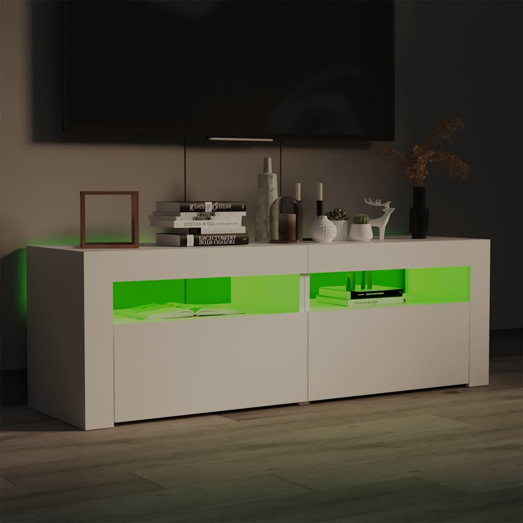 804355 vidaXL TV Cabinet with LED Lights White 120x35x40 cm