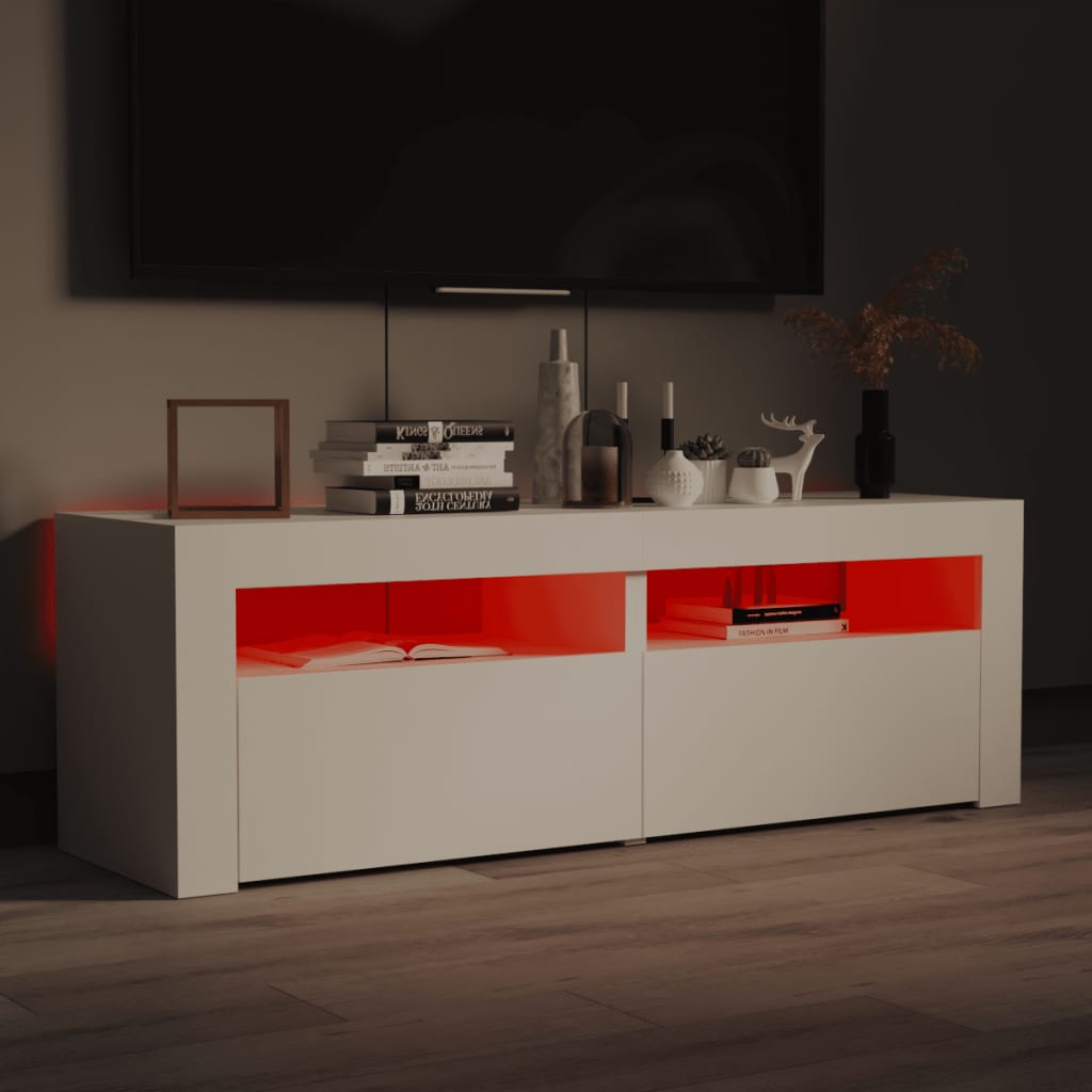 vidaXL TV Cabinet with LED Lights White 120x35x40 cm