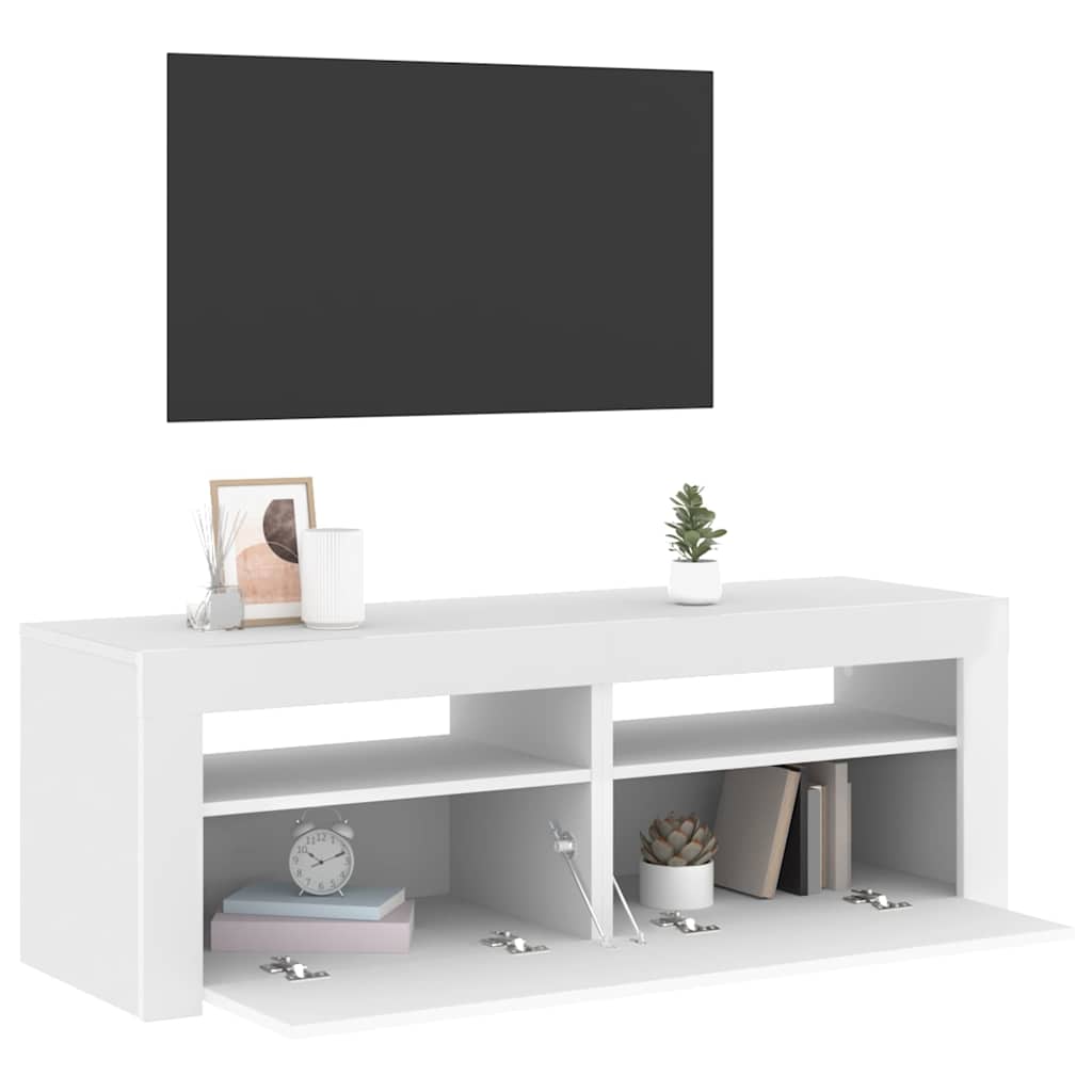 804355 vidaXL TV Cabinet with LED Lights White 120x35x40 cm