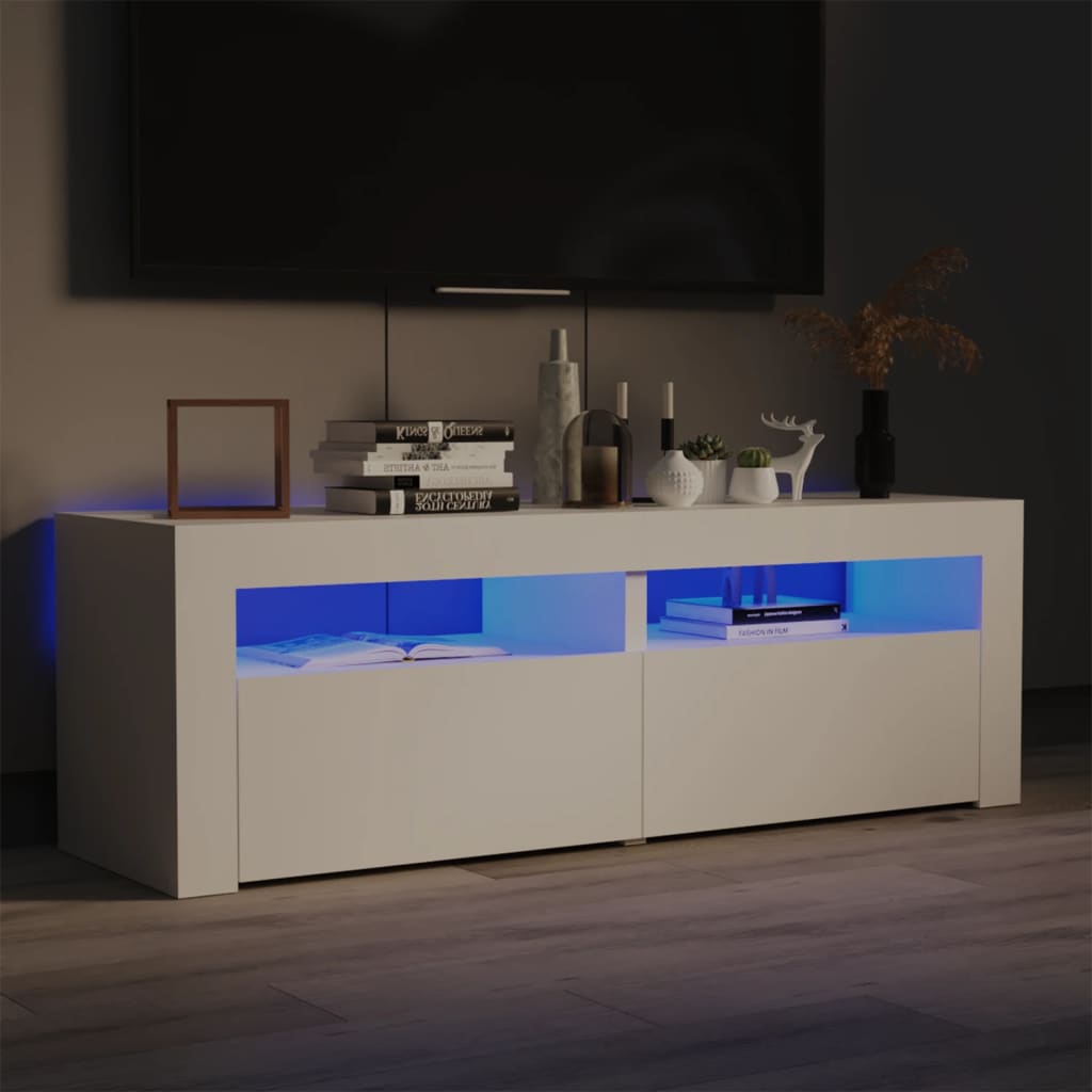 vidaXL TV Cabinet with LED Lights White 120x35x40 cm