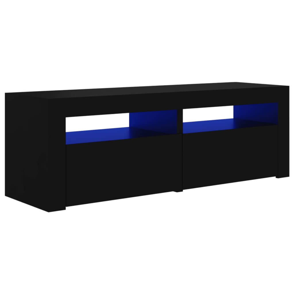 vidaXL TV Cabinet with LED Lights Black 120x35x40 cm