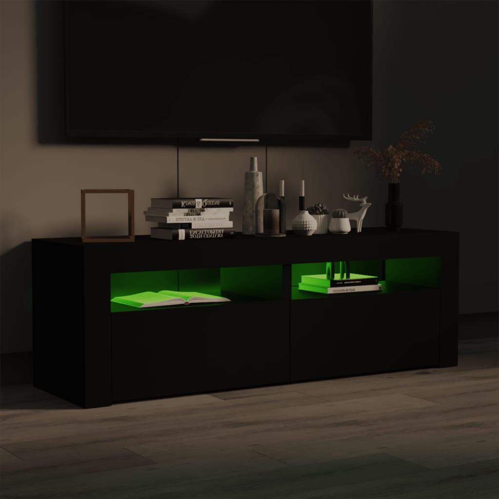 vidaXL TV Cabinet with LED Lights Black 120x35x40 cm