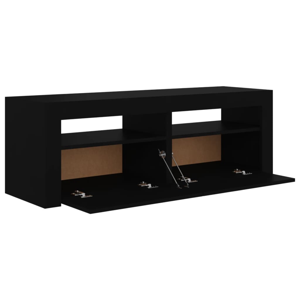 vidaXL TV Cabinet with LED Lights Black 120x35x40 cm