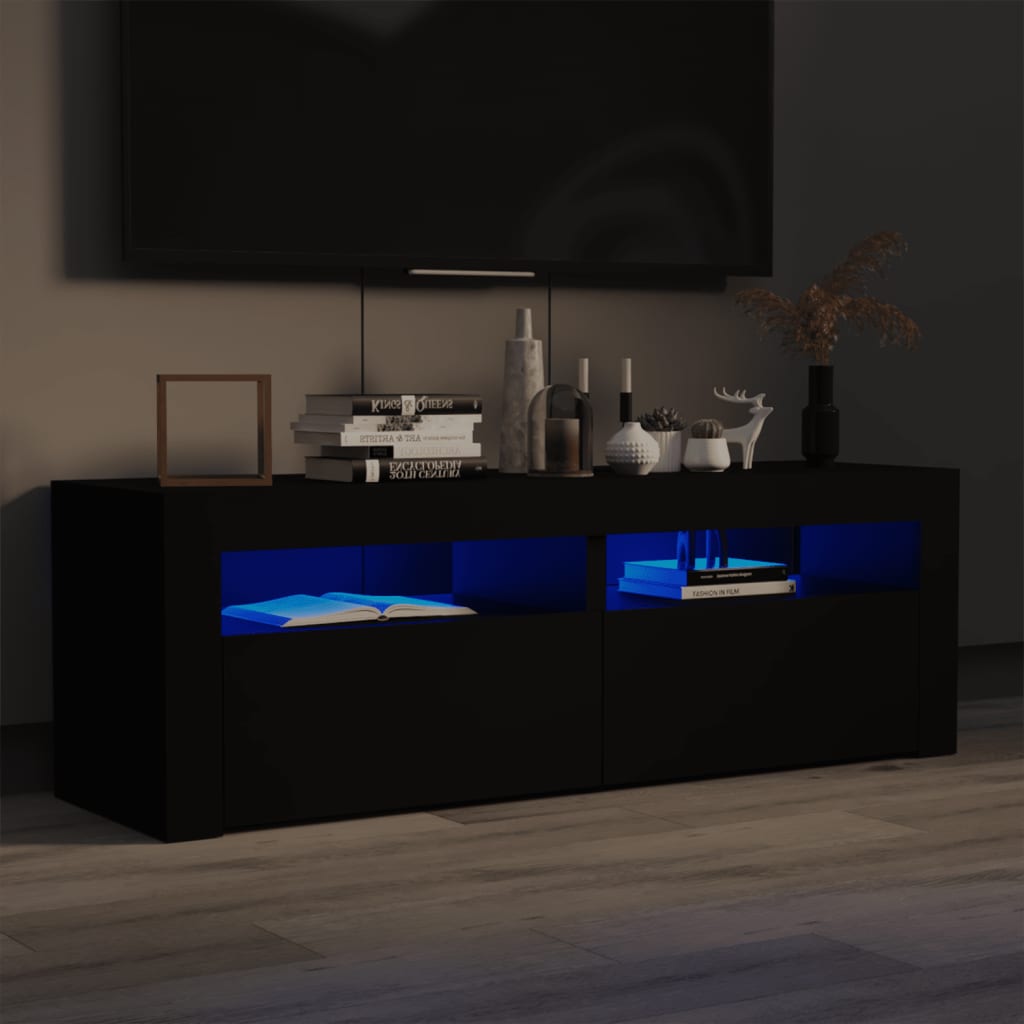 vidaXL TV Cabinet with LED Lights Black 120x35x40 cm