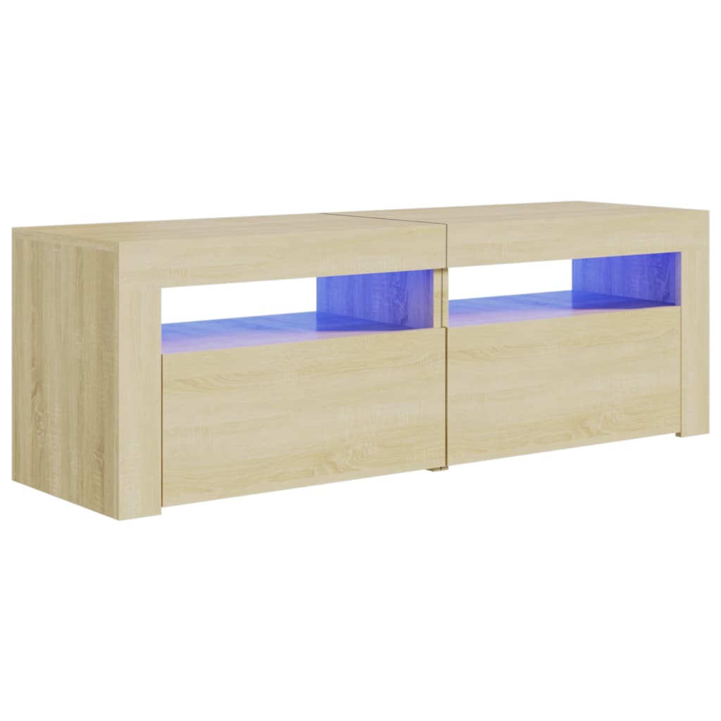 vidaXL TV Cabinet with LED Lights Sonoma Oak 120x35x40 cm