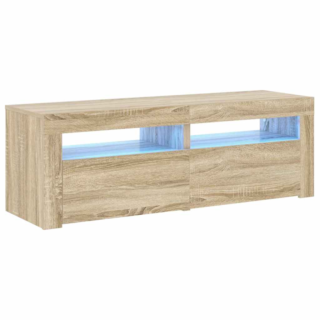 804358 vidaXL TV Cabinet with LED Lights Sonoma Oak 120x35x40 cm