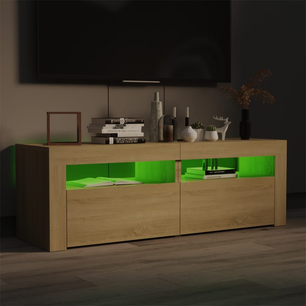 vidaXL TV Cabinet with LED Lights Sonoma Oak 120x35x40 cm