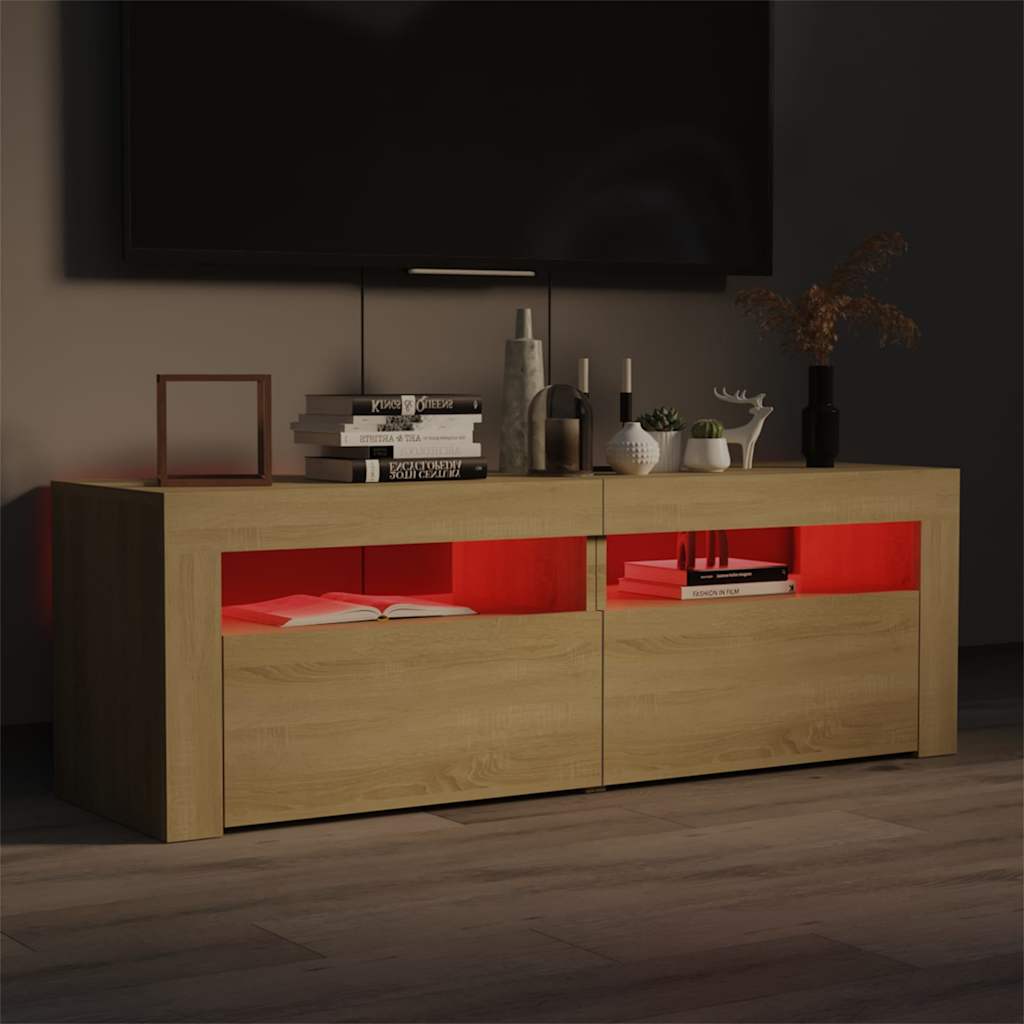 804358 vidaXL TV Cabinet with LED Lights Sonoma Oak 120x35x40 cm