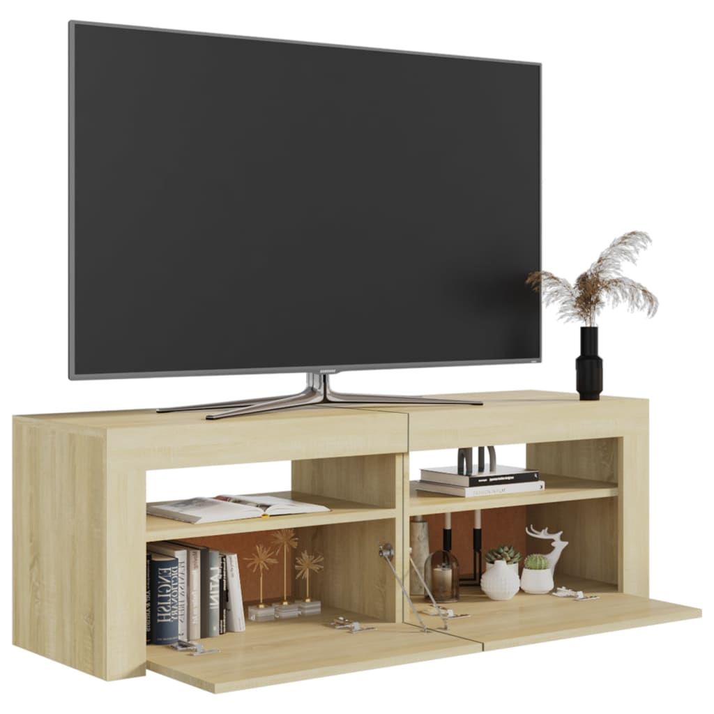 vidaXL TV Cabinet with LED Lights Sonoma Oak 120x35x40 cm