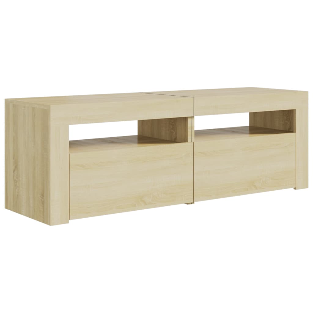 vidaXL TV Cabinet with LED Lights Sonoma Oak 120x35x40 cm