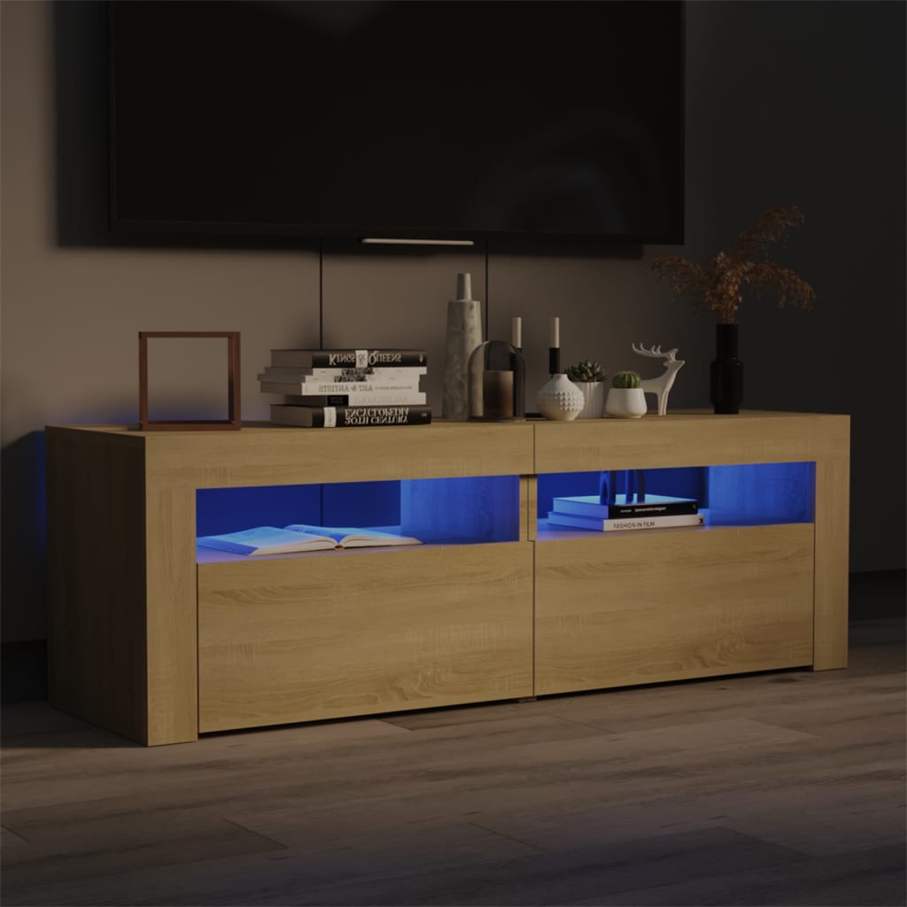 vidaXL TV Cabinet with LED Lights Sonoma Oak 120x35x40 cm