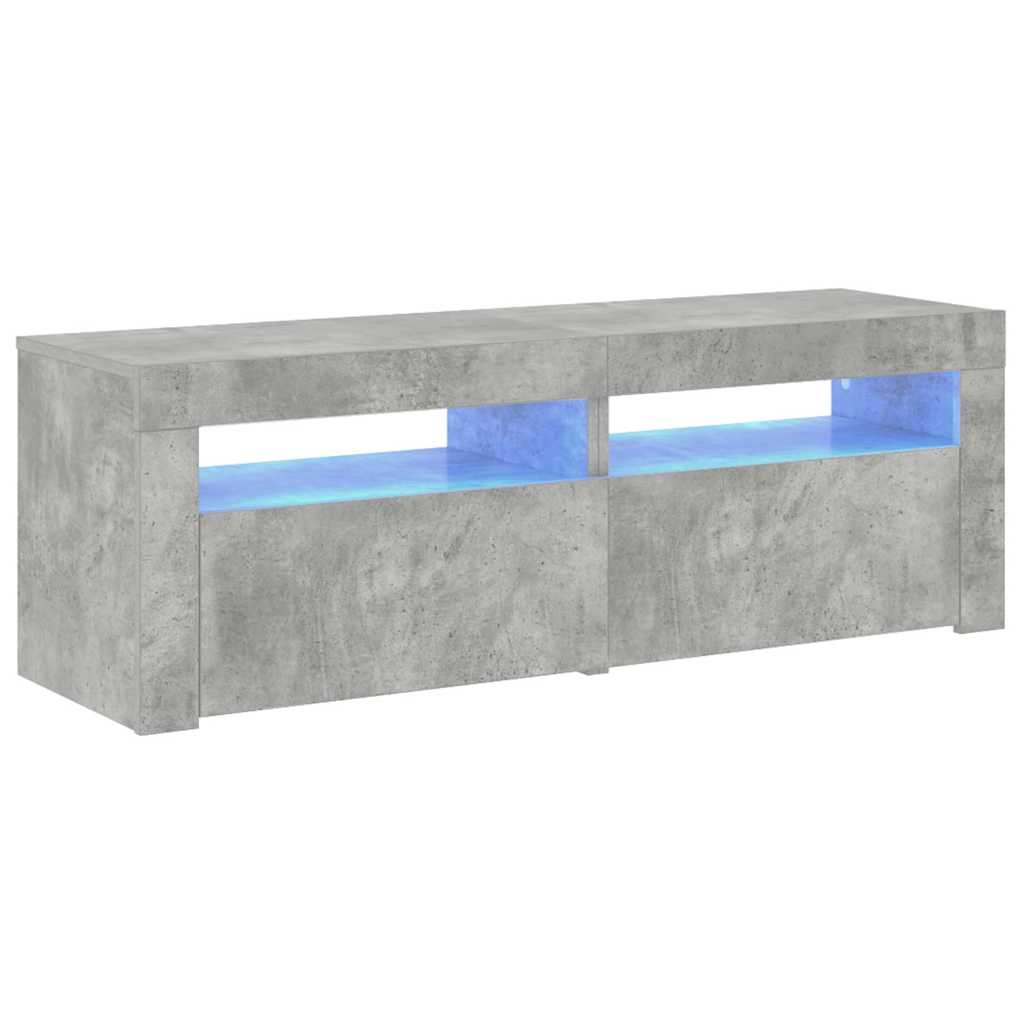 804359 vidaXL TV Cabinet with LED Lights Concrete Grey 120x35x40 cm