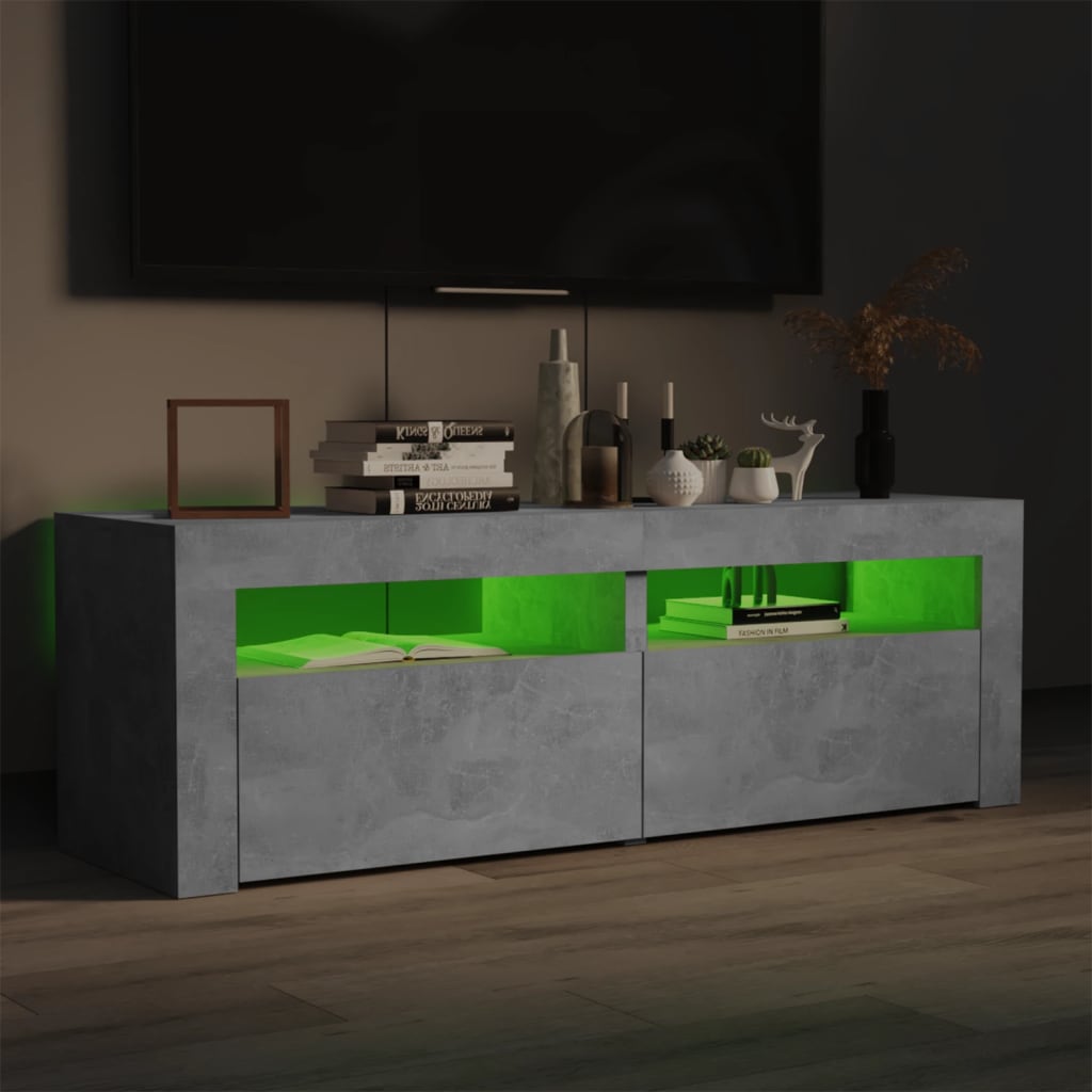 vidaXL TV Cabinet with LED Lights Concrete Grey 120x35x40 cm