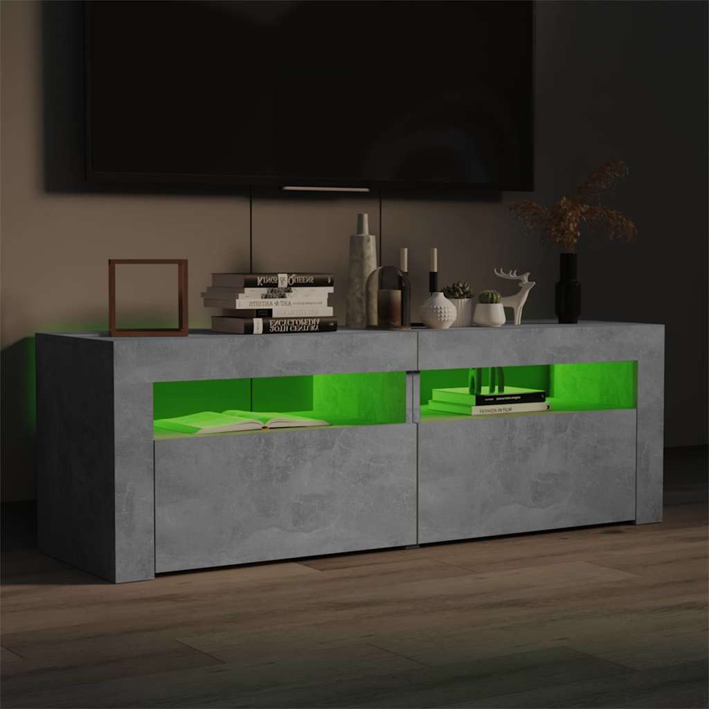 804359 vidaXL TV Cabinet with LED Lights Concrete Grey 120x35x40 cm