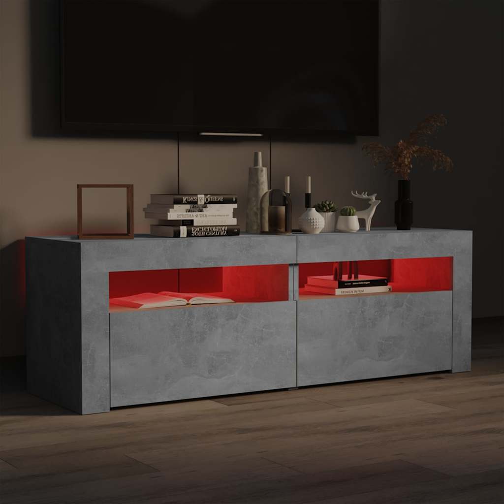 804359 vidaXL TV Cabinet with LED Lights Concrete Grey 120x35x40 cm
