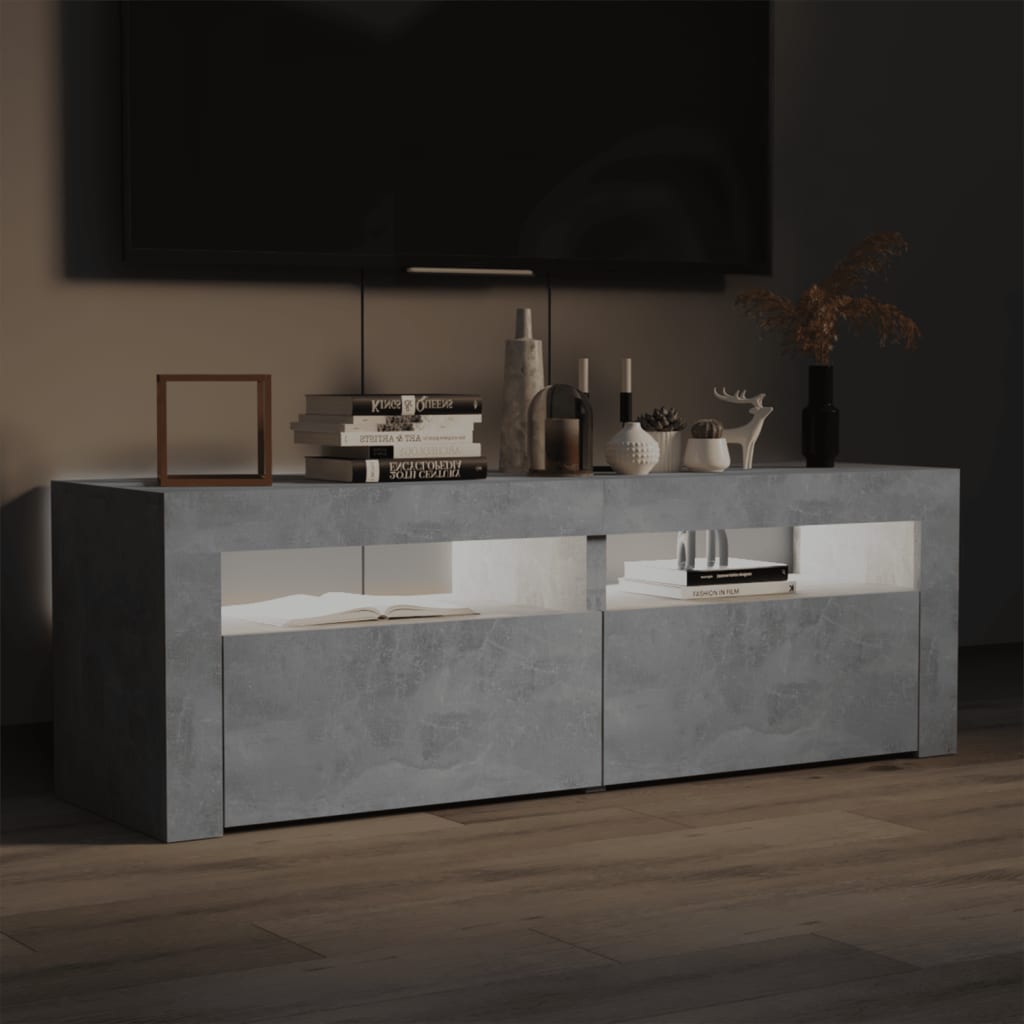 vidaXL TV Cabinet with LED Lights Concrete Grey 120x35x40 cm