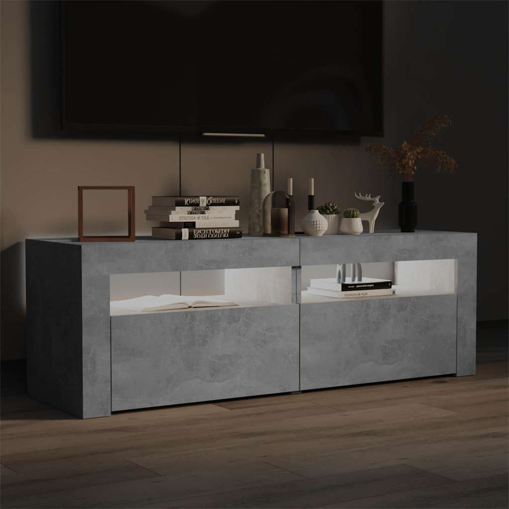 804359 vidaXL TV Cabinet with LED Lights Concrete Grey 120x35x40 cm