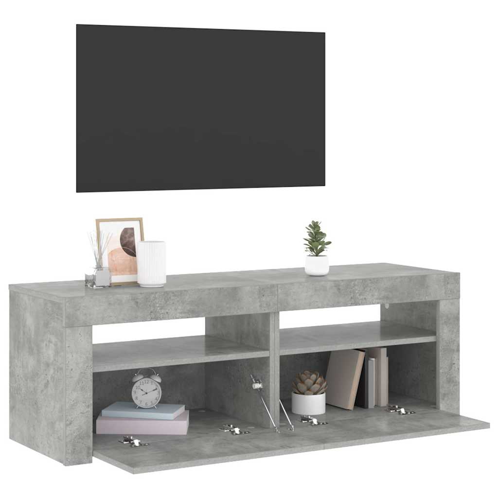 804359 vidaXL TV Cabinet with LED Lights Concrete Grey 120x35x40 cm