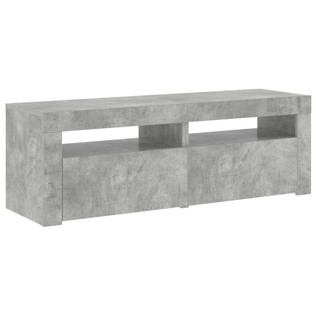 804359 vidaXL TV Cabinet with LED Lights Concrete Grey 120x35x40 cm