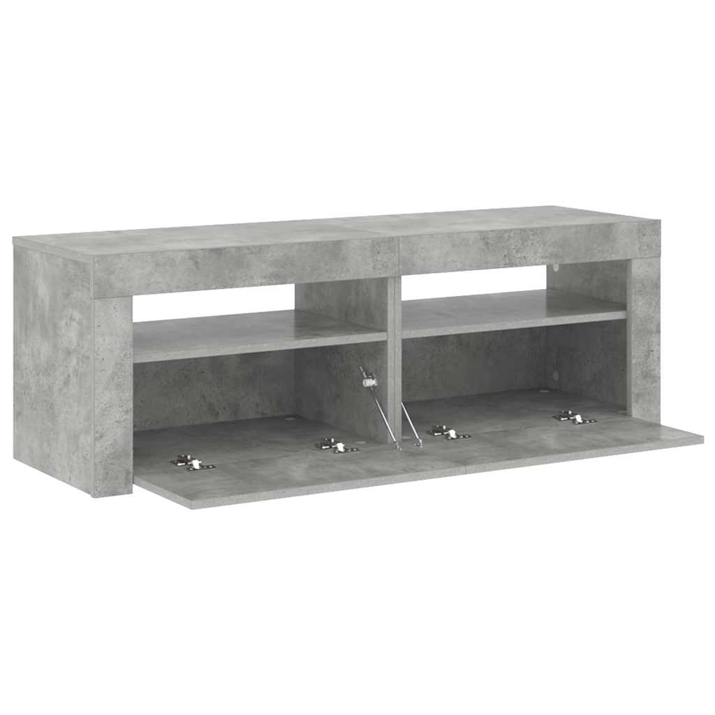 804359 vidaXL TV Cabinet with LED Lights Concrete Grey 120x35x40 cm