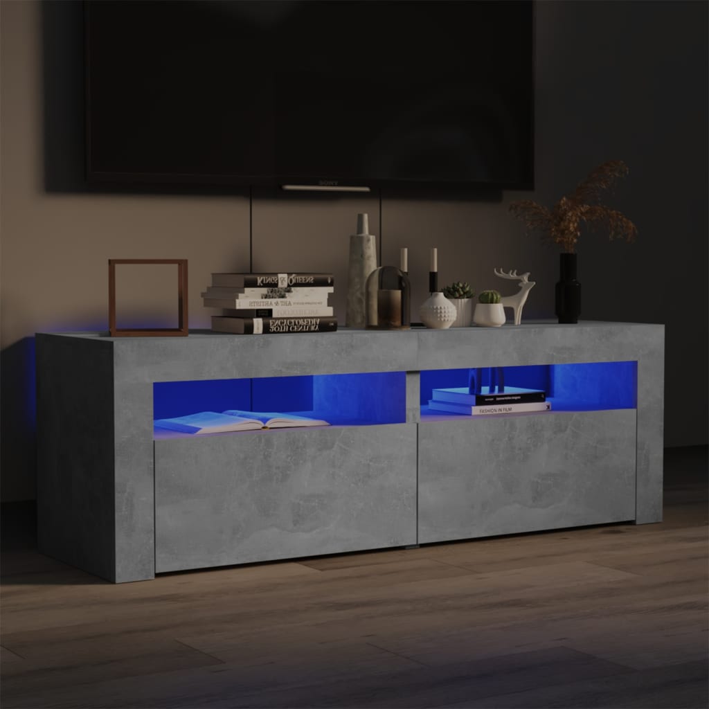 vidaXL TV Cabinet with LED Lights Concrete Grey 120x35x40 cm