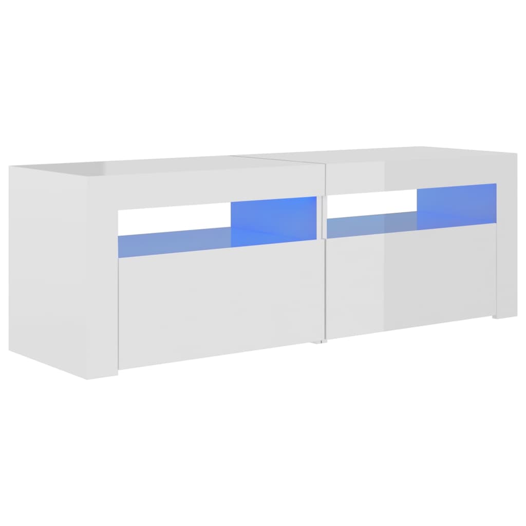 vidaXL TV Cabinet with LED Lights High Gloss White 120x35x40 cm