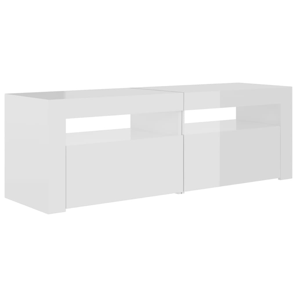 vidaXL TV Cabinet with LED Lights High Gloss White 120x35x40 cm