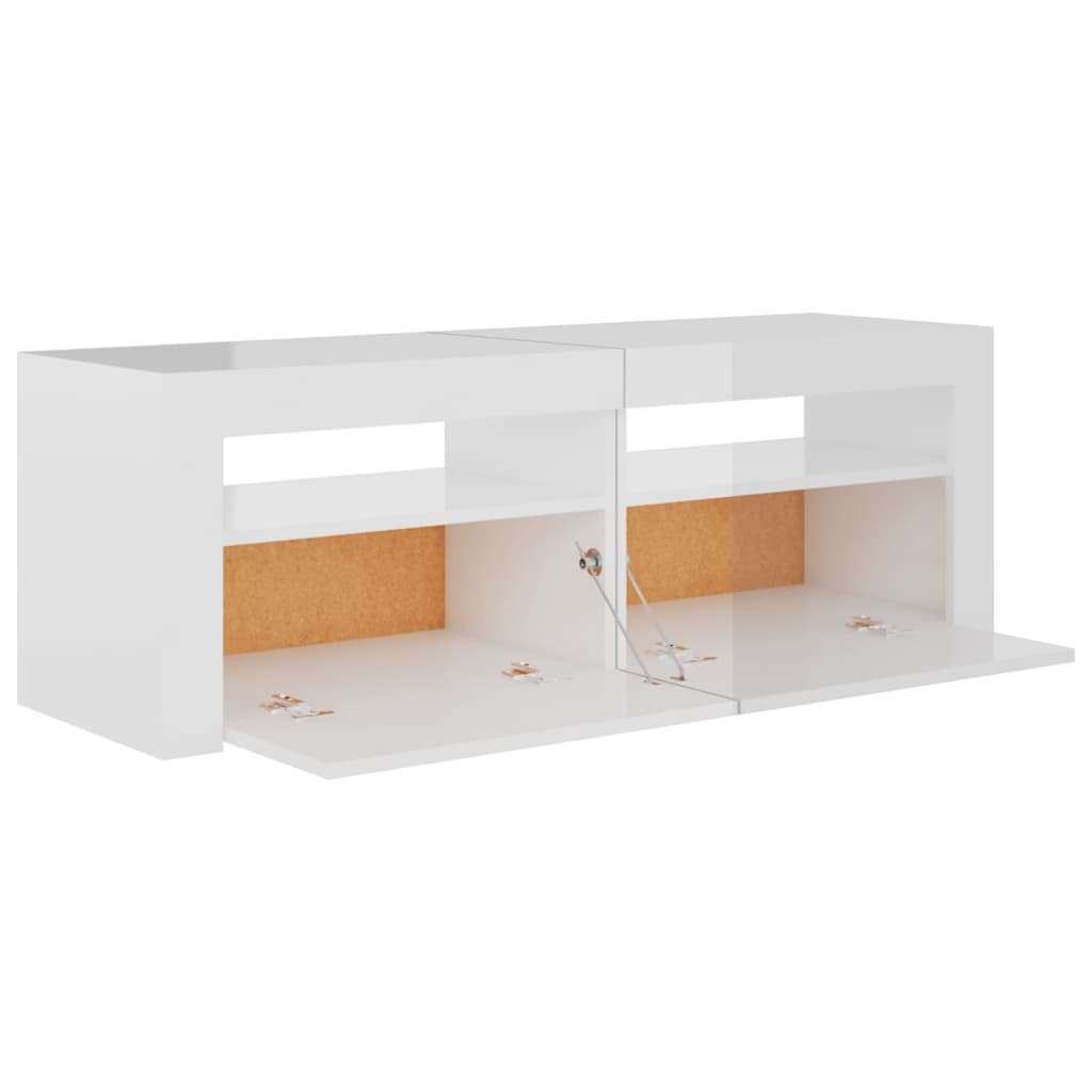 vidaXL TV Cabinet with LED Lights High Gloss White 120x35x40 cm