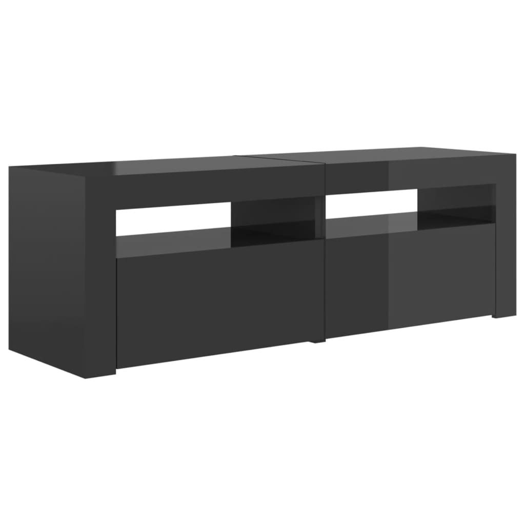 vidaXL TV Cabinet with LED Lights High Gloss Grey 120x35x40 cm