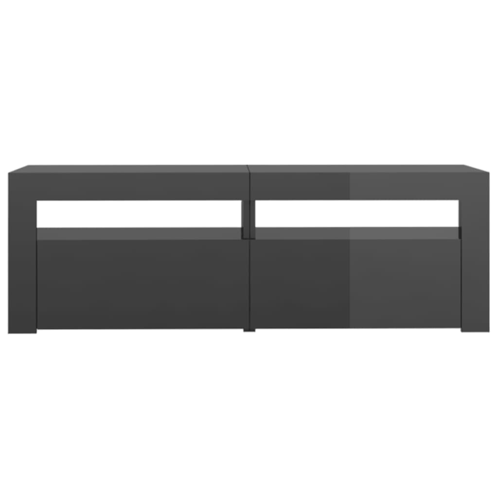 vidaXL TV Cabinet with LED Lights High Gloss Grey 120x35x40 cm