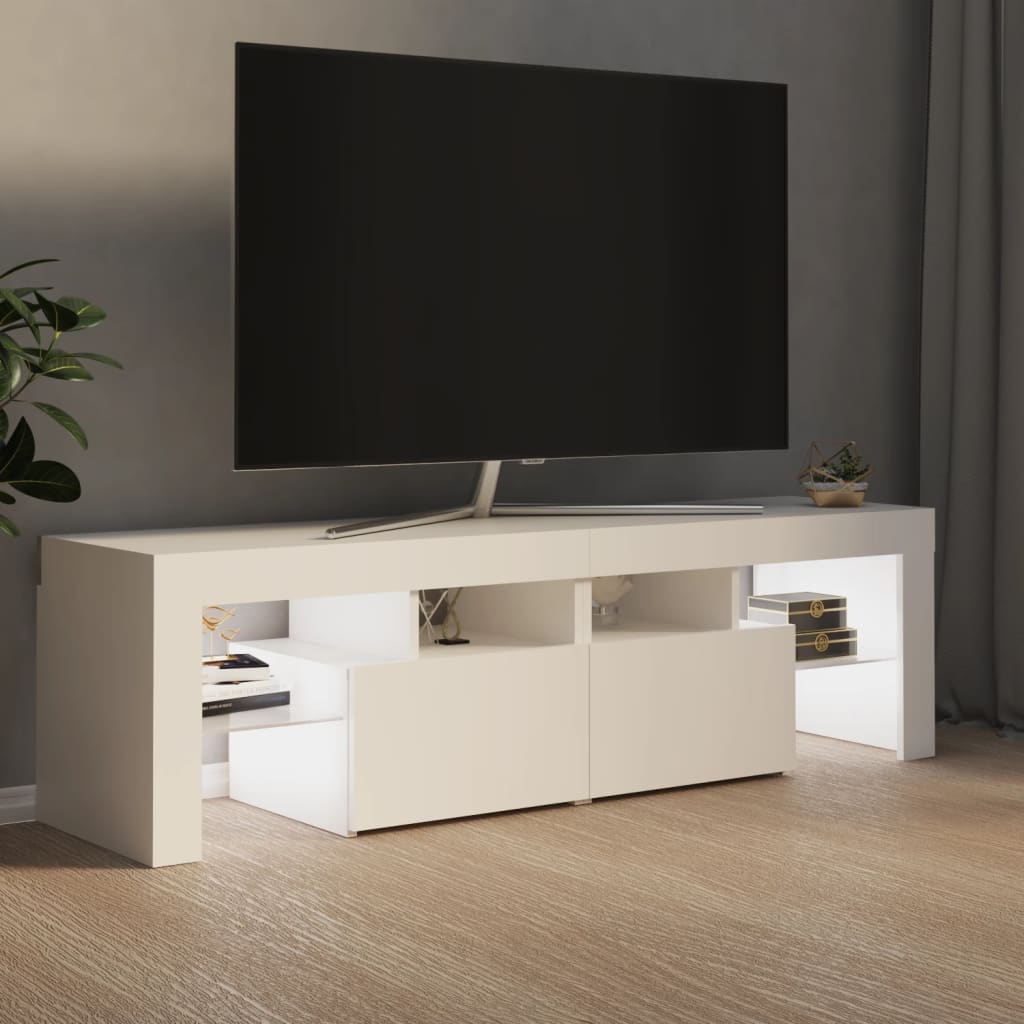 vidaXL TV Cabinet with LED Lights White 140x36.5x40 cm