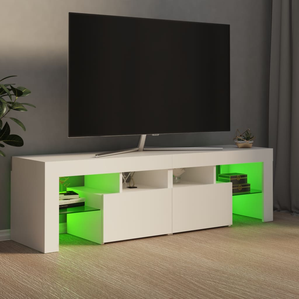 vidaXL TV Cabinet with LED Lights White 140x36.5x40 cm