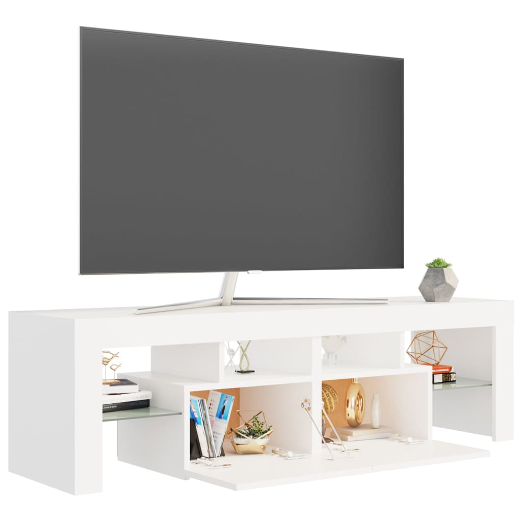 vidaXL TV Cabinet with LED Lights White 140x36.5x40 cm