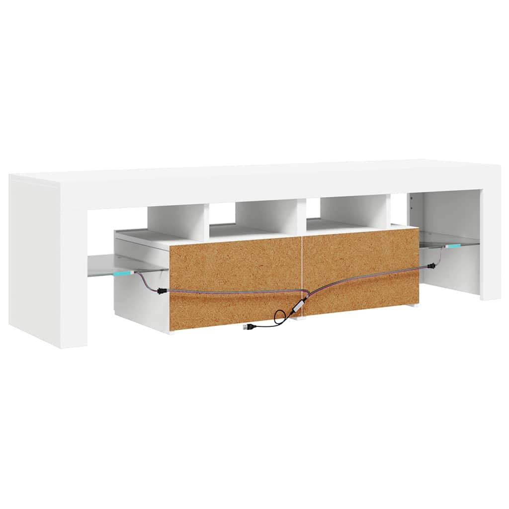 TV Cabinet with LED Lights White 140x36,5x40 cm