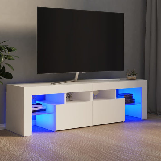 vidaXL TV Cabinet with LED Lights White 140x36.5x40 cm