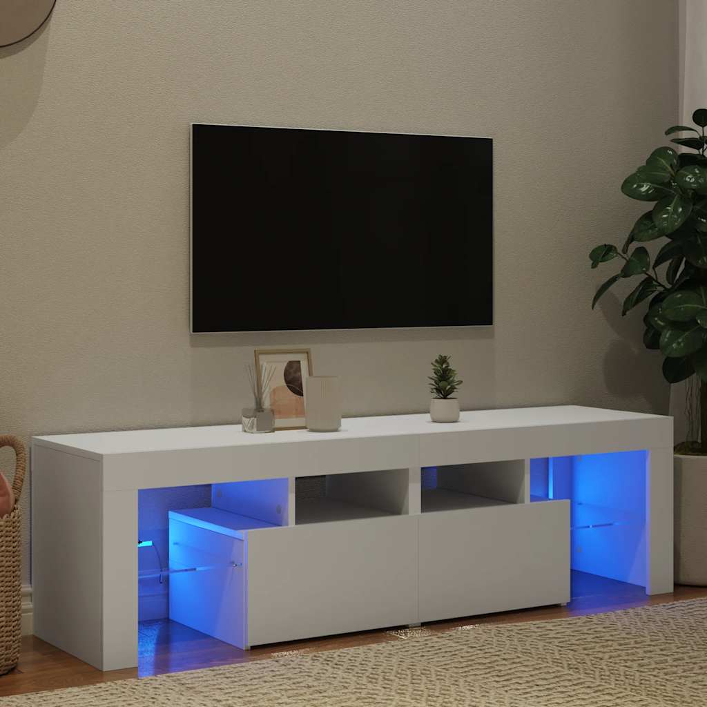 TV Cabinet with LED Lights White 140x36,5x40 cm
