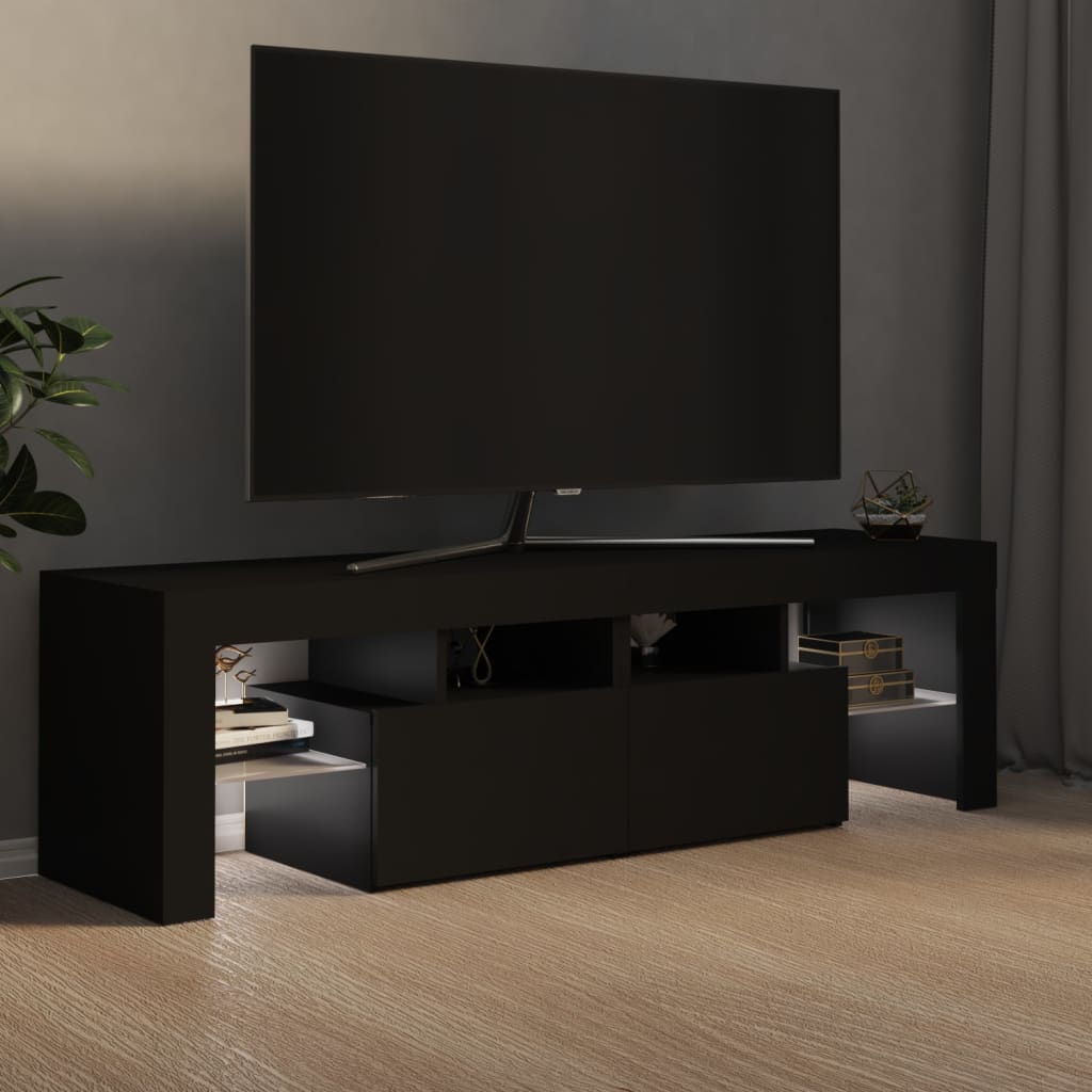 vidaXL TV Cabinet with LED Lights Black 140x36.5x40 cm