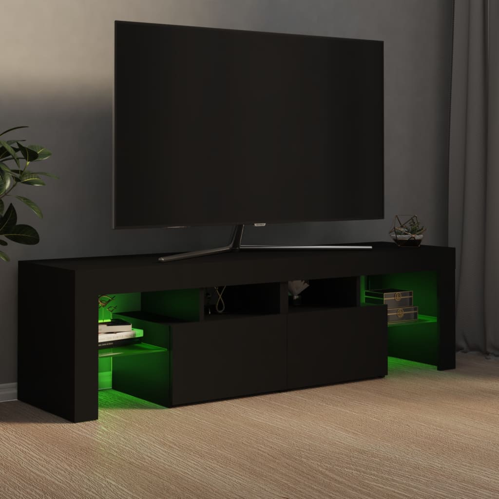 vidaXL TV Cabinet with LED Lights Black 140x36.5x40 cm