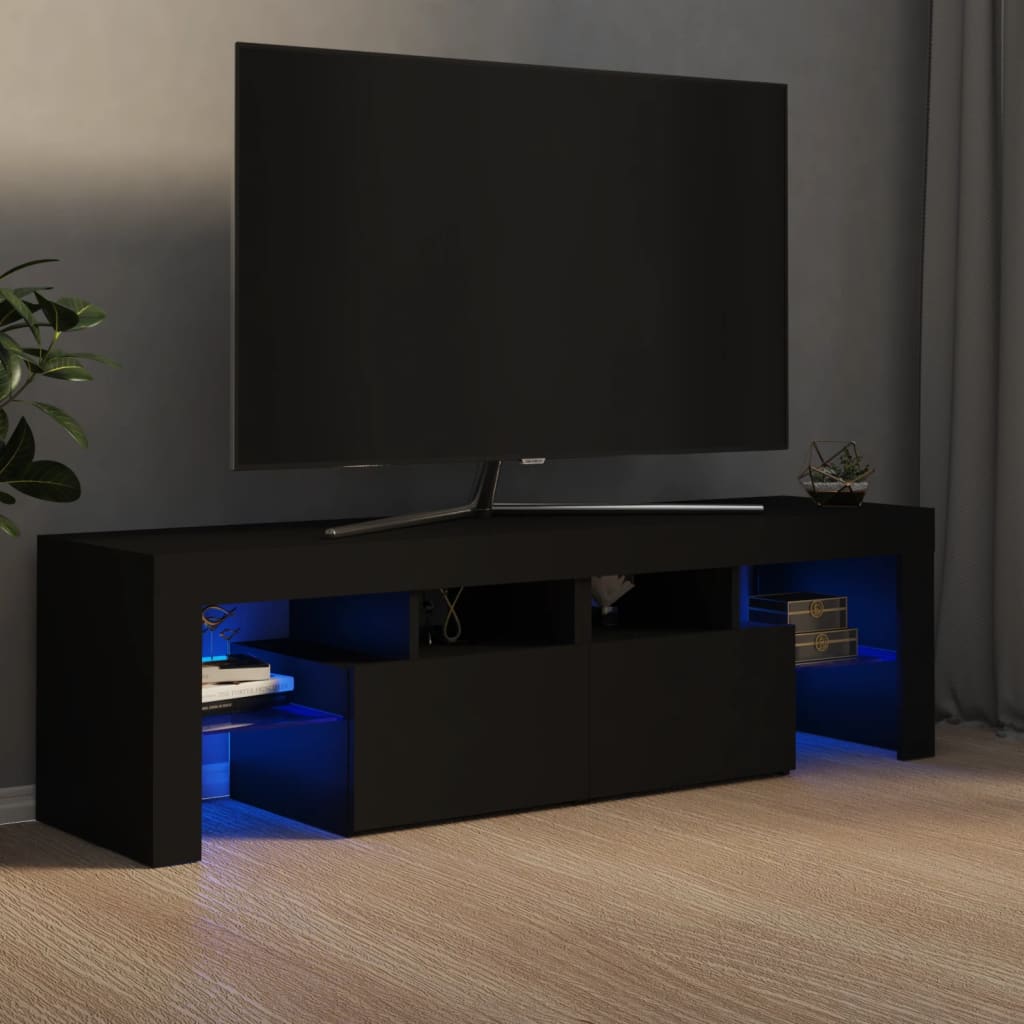 vidaXL TV Cabinet with LED Lights Black 140x36.5x40 cm