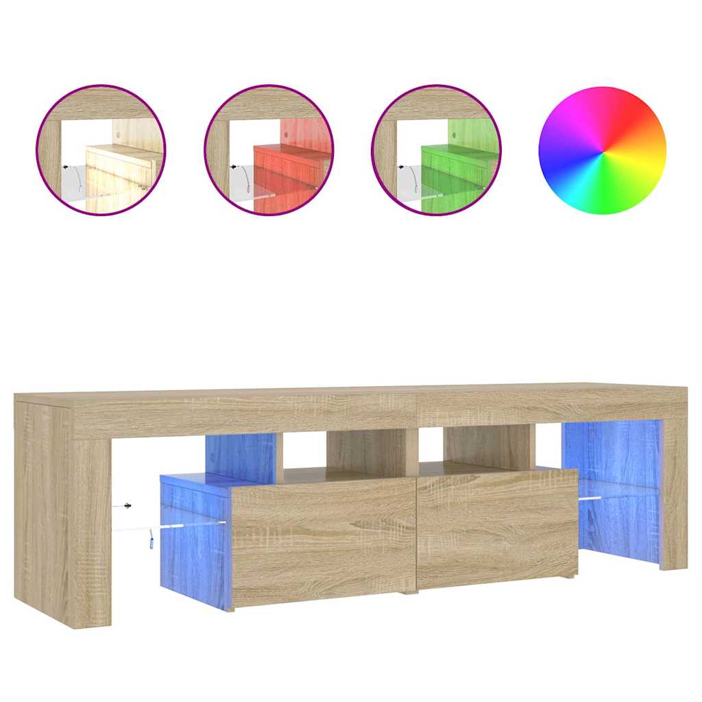 TV Cabinet with LED Lights Sonoma Oak 140x36,5x40 cm