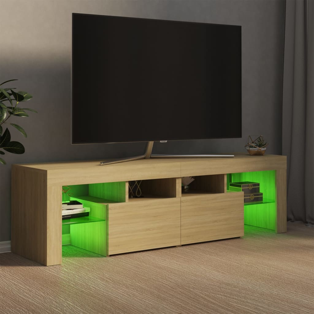 vidaXL TV Cabinet with LED Lights Sonoma Oak 140x36.5x40 cm