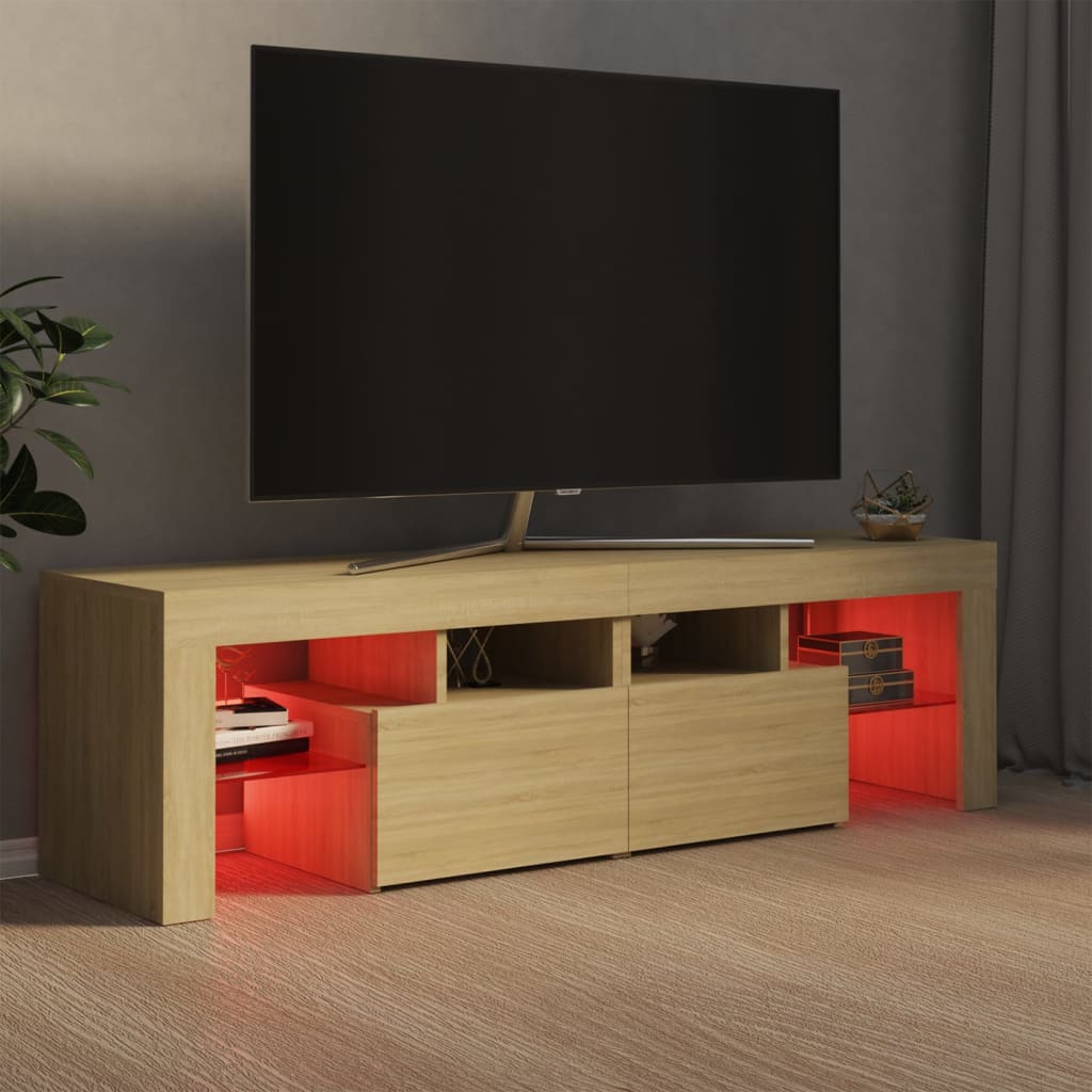 vidaXL TV Cabinet with LED Lights Sonoma Oak 140x36.5x40 cm