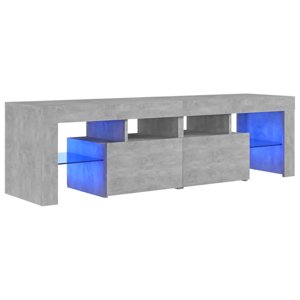 vidaXL TV Cabinet with LED Lights Concrete Grey 140x36.5x40 cm