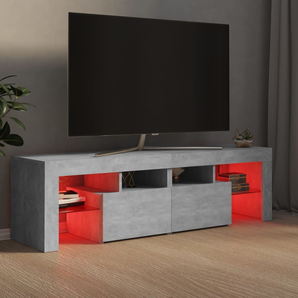 vidaXL TV Cabinet with LED Lights Concrete Grey 140x36.5x40 cm