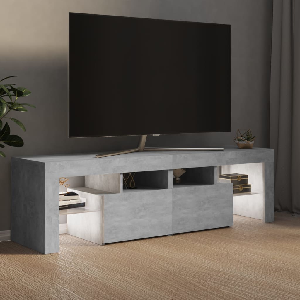 vidaXL TV Cabinet with LED Lights Concrete Grey 140x36.5x40 cm