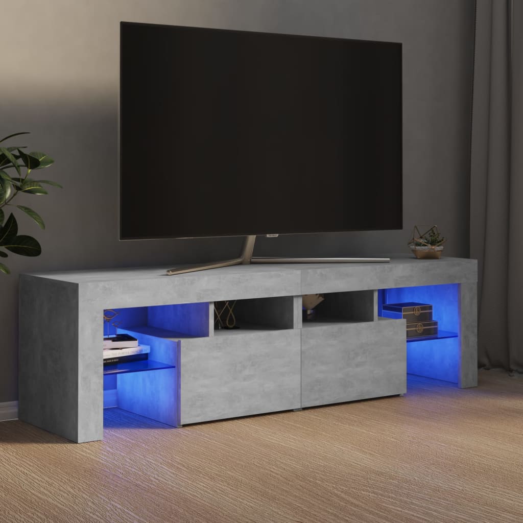 vidaXL TV Cabinet with LED Lights Concrete Grey 140x36.5x40 cm