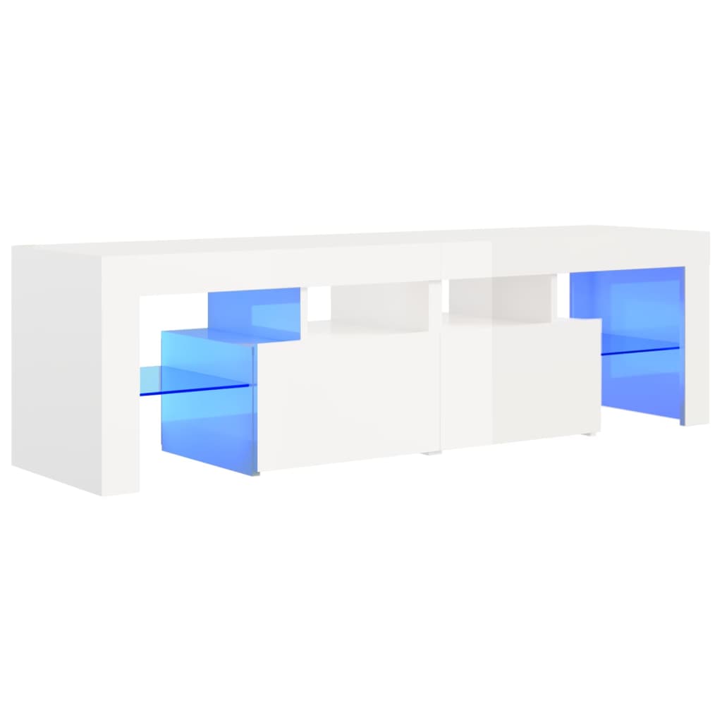 vidaXL TV Cabinet with LED Lights High Gloss White 140x36.5x40 cm